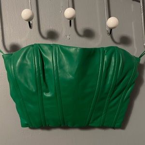 ZARA GREEN CORSET BANDEAU TOP SIZE XS